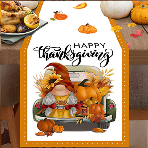 Drapeau de table citrouille de Thanksgiving en lin, très populaire 2