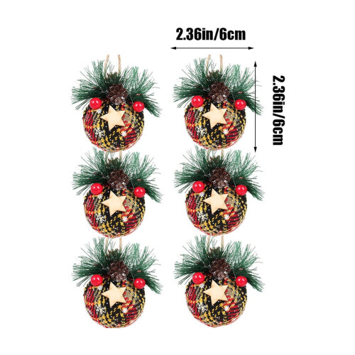 Christmas Cloth Bag Balls Red Plaid 6cm 1