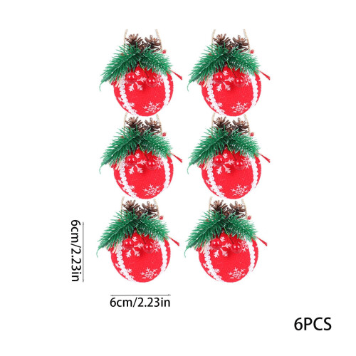 Christmas Ball Ornaments Flocked Suede 6PCS 2