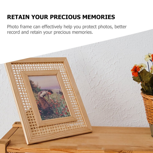 Boho Photo Frame Wicker Rattan Wooden Collage 1