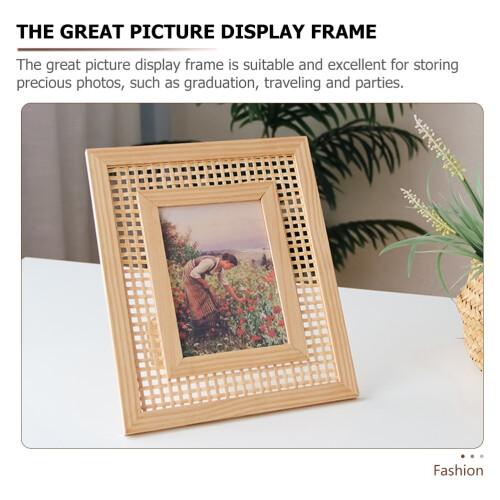 Boho Photo Frame Wicker Rattan Wooden Collage 2