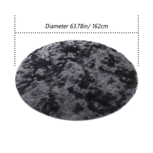 Fluffy round shag rug brown 60 cm 1