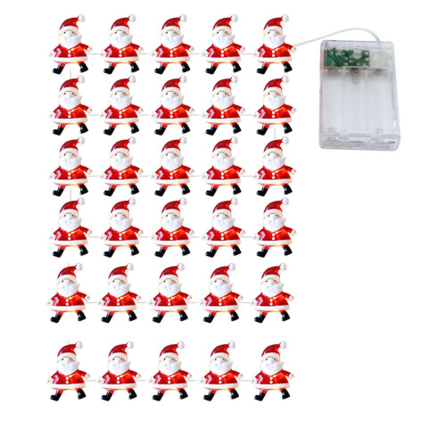 Christmas LED Light String with Snowman & Santa, 30 Lights, 1