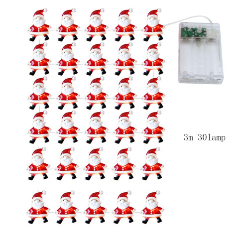Christmas LED Light String with Snowman & Santa, 30 Lights, 2