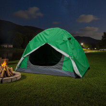 Portable Camping Tent with Detachable Top Cover, Green