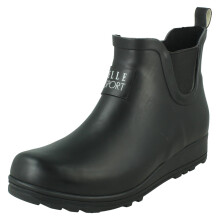 (Black, UK 7) Ladies Elle Sport Pull On Short Ankle Wellington Boots X1278