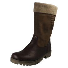 (Brown, UK 6) Ladies Rieker Zip Mid Calf Fleece Lined Water Repellent Boots 78585