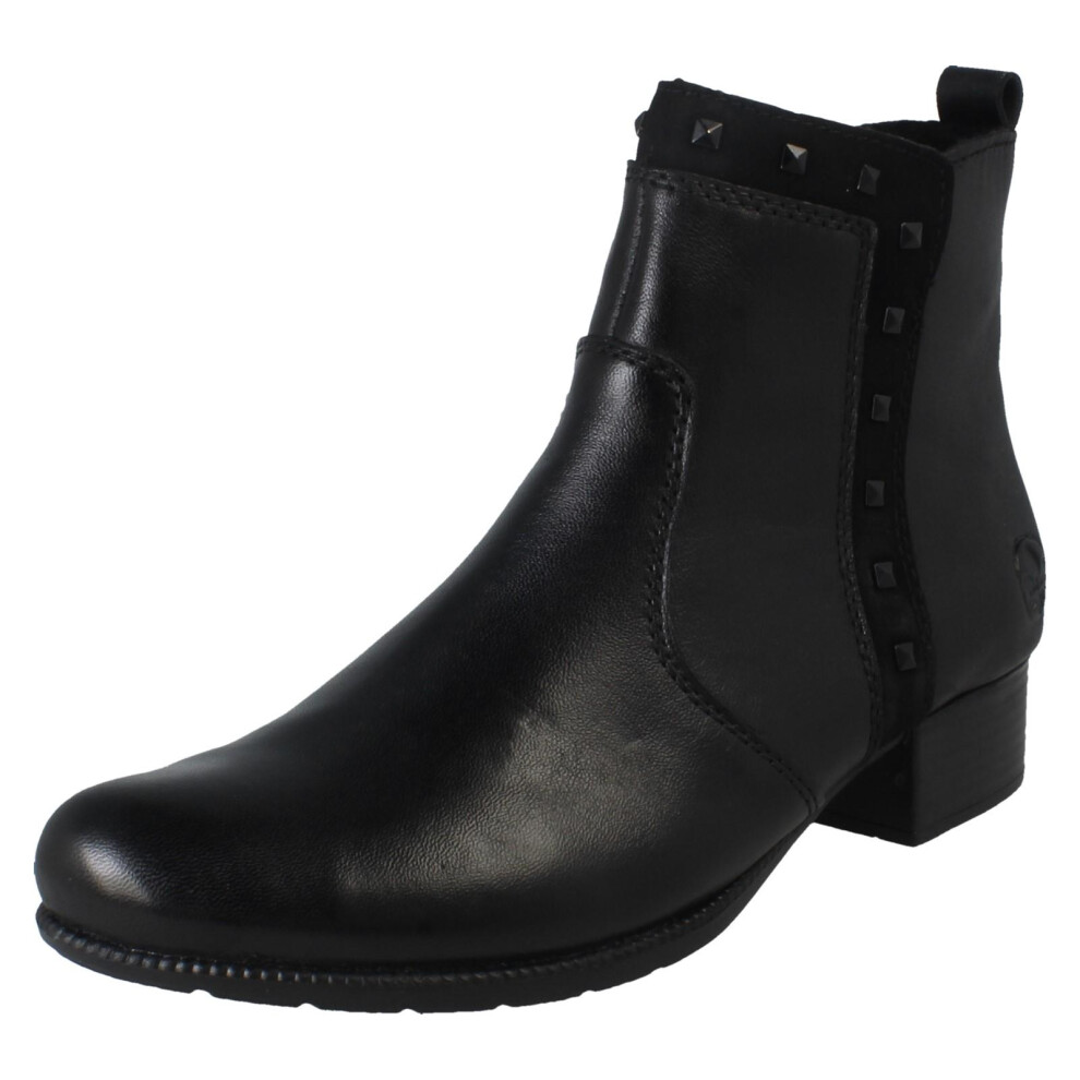 Rieker (Black, Uk 7.5) Ladies Zip Fastening Stud Detailed Ankle Boots 78657