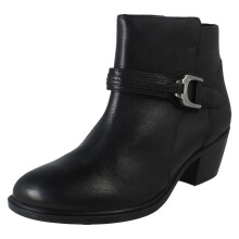 (Black, UK 4) Ladies Clarks Zip Fastening Block Heeled Smart Casual Ankle Boots - Neva Buckle