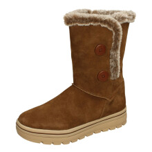 (Brown, UK 3) Ladies Skechers Memory Foam Faux Fur Lined Mid Calf Boots - Cool Gal 49864
