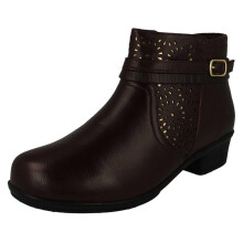 (Burgundy, UK 5) Ladies DB Shoes 2V Dual Fitting Ankle Boots - Sky
