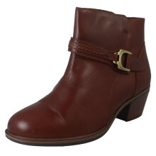 (Tan, UK 6) Ladies Clarks Zip Fastening Block Heeled Smart Casual Ankle Boots - Neva Buckle