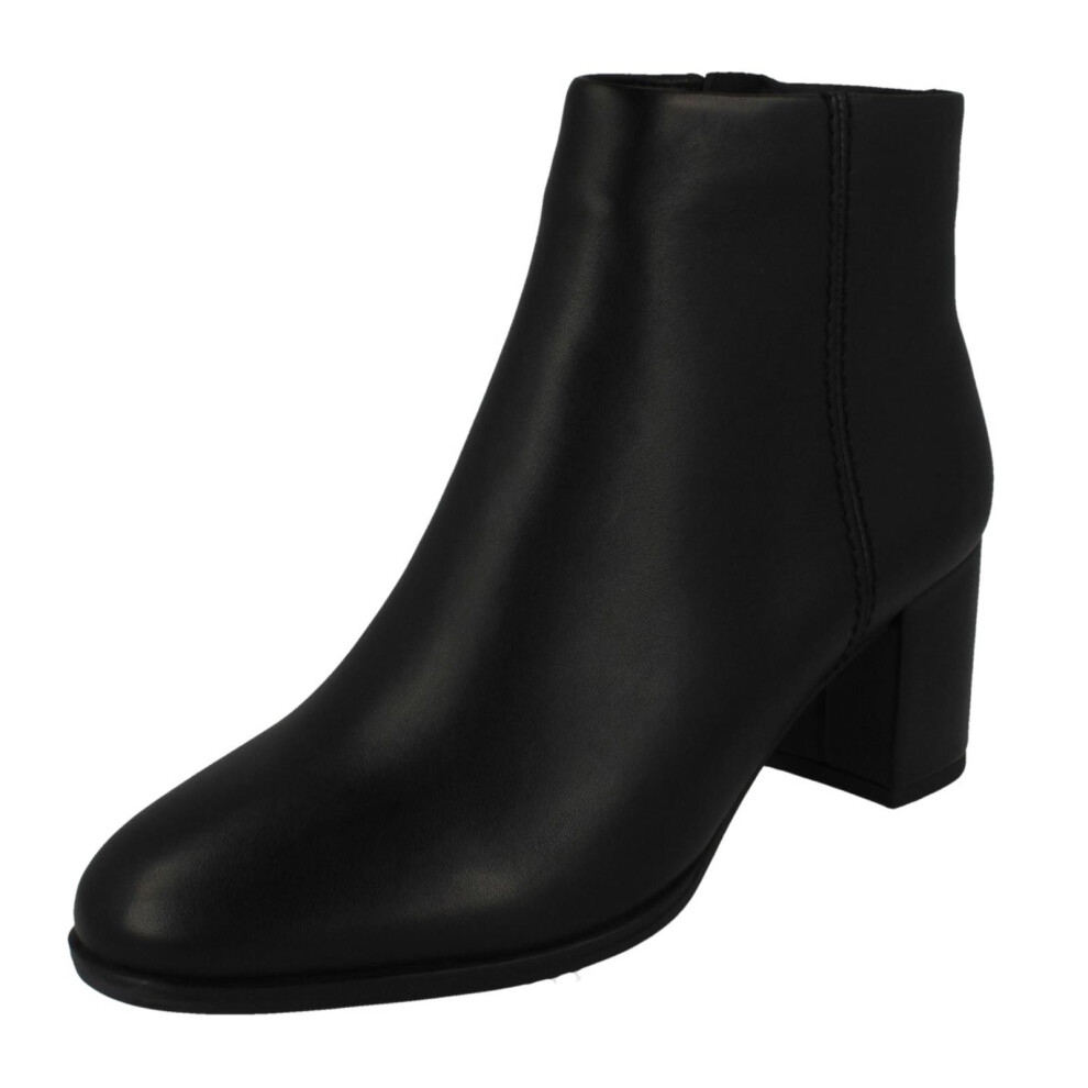 Clarks (, Uk 5.5) Ladies Elegant Heeled Ankle Boots - Freva55 Zip Black