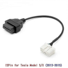 OBD2-sovitin Tesla Model S/X:lle 12-nastainen uros-naarasliitin 2012-2015