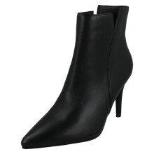 (Black, UK 8) Ladies Spot On High Heel Leather Ankle Boots with Inside Zip F51212