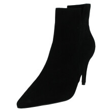 (Black, UK 4) Ladies Spot On High Heel Leather Ankle Boots with Inside Zip F51212