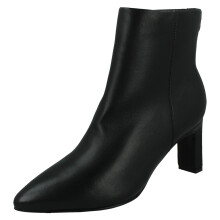 (Black, UK 3) Ladies Spot On High Heel Leather Ankle Boots with Pointed Toe Inside Zip F51213