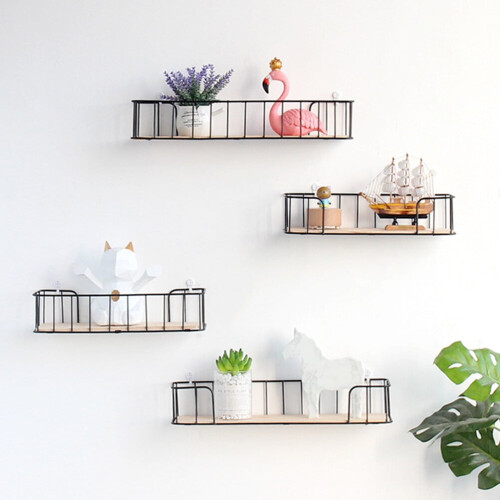 Wall Mounted Iron and Wood Shelf 44.9cm 2