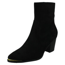 (Black, UK 4) Ladies Spot On Mid Cuban Heel Cowboy Ankle Boots F51228
