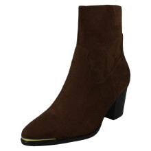 (Brown, UK 5) Ladies Spot On Mid Cuban Heel Cowboy Ankle Boots F51228
