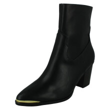 (Black, UK 4) Ladies Spot On Mid Cuban Heel Cowboy Ankle Boots F51228