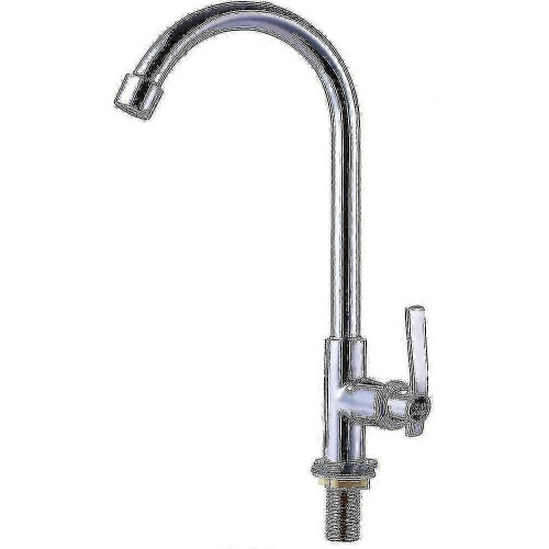 Cold water kitchen faucet with single handle and high arc spout