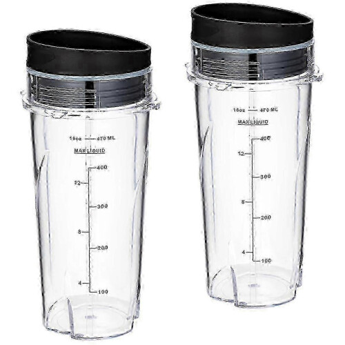 2-pack 16Oz cups for Ninja QB3001SS blender with lids