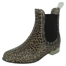 (Animal Print, UK 6) Ladies Spot On Leopard Print Ankle Wellingtons X1263