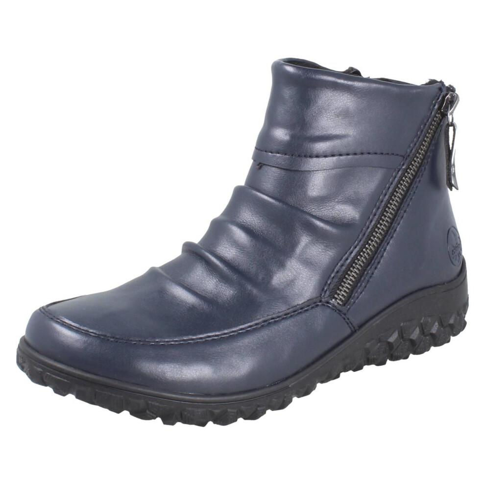 Rieker (Blue, Uk 6) Ladies Zip Up Wide Fitting Boots 59585