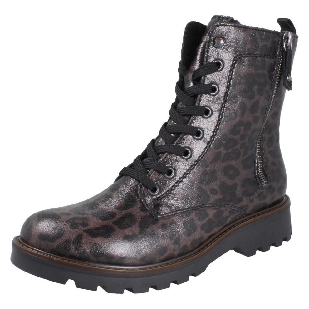 Rieker (Grey, Uk 8) Ladies Animal Print Boots 73210