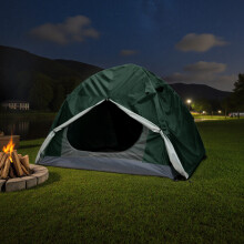 Portable Camping Tent with Detachable Top Cover, Dark Green
