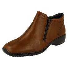 (Brown, UK 3.5) Ladies Rieker Zip Fastening Leather Ankle Boots L3882