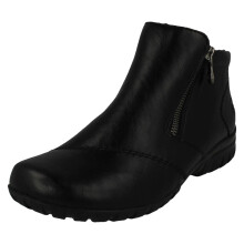 (Black, UK 6.5) Ladies Rieker Dual Zip Fleece Lined Ankle Boots L4663