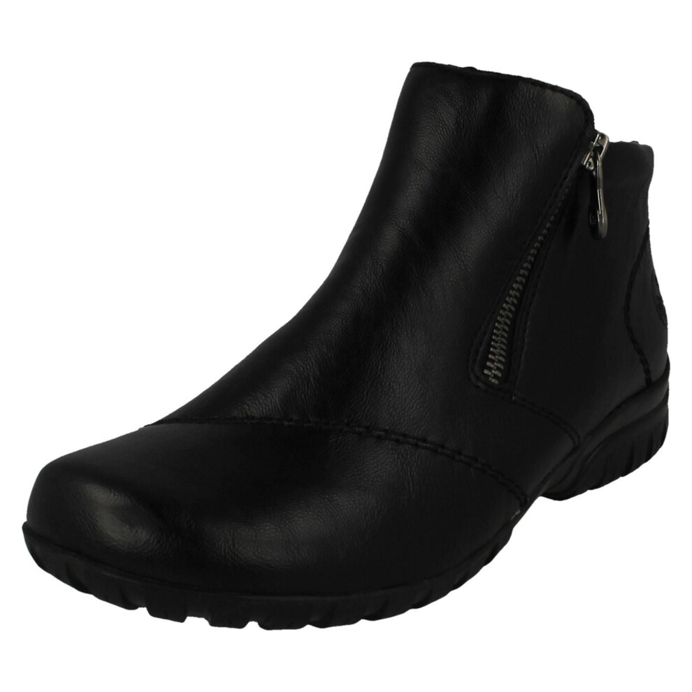 Rieker (Black, Uk 3.5) Ladies Dual Zip Fleece Lined Ankle Boots L4663