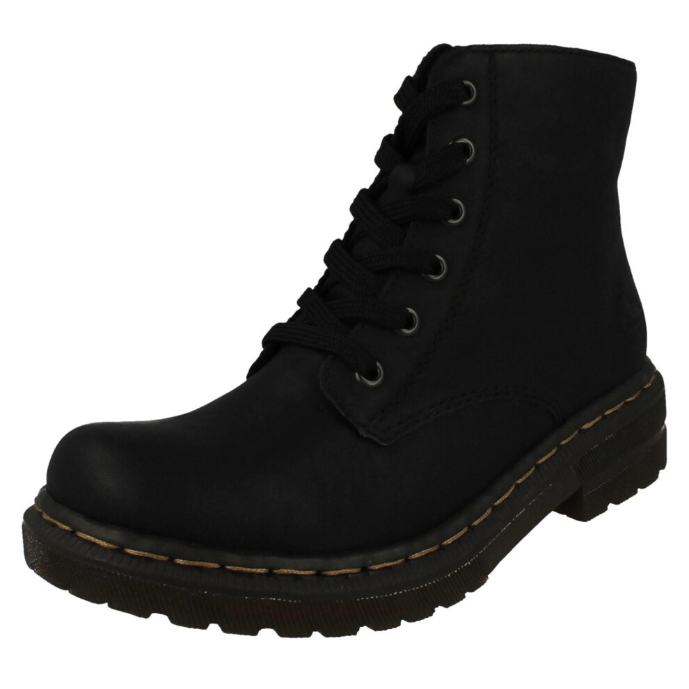 Rieker (Black, Uk 3.5) Ladies Lace Up Detailed Ankle Boots 78240