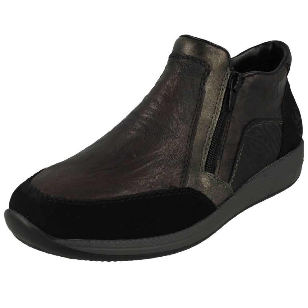 Rieker (Grey, Uk 7.5) Ladies Fleece Lined Dual Zipped Ankle Boots N1152
