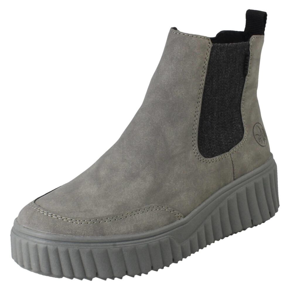 Rieker (, Uk 6.5) Ladies Platform Chelsea Boots N2553 Grey