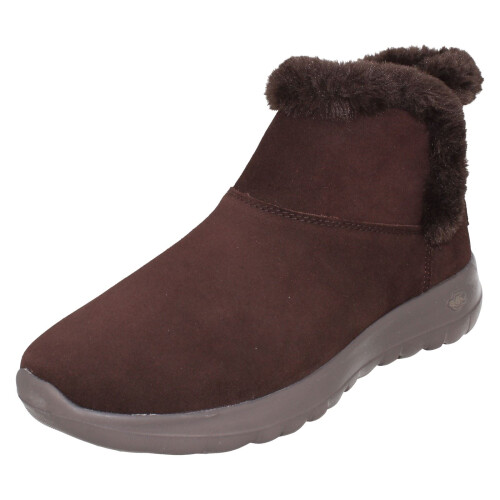 Skechers (Brown, UK 5) Ladies Skechers Go Joy Pull On Ankle Boots - Bundle Up 15501