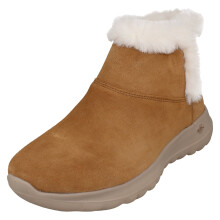(Tan, UK 5) Ladies Skechers Go Joy Pull On Ankle Boots - Bundle Up 15501
