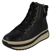 (Black, UK 6.5) Ladies Rieker Chunky Platform Fleece Lined Ankle Boots W0962