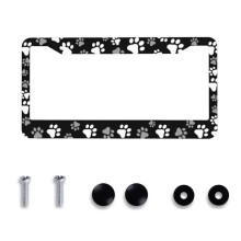 Dog Paw License Plate Frame Aluminum Durable FadeResistant Holder for Car SUV Truck with Screws