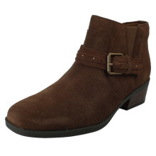 (Brown, UK 6.5) Ladies Clarks Block Heel Ankle Boots - Danyelle Wish