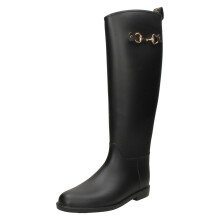 (Black, UK 8) Ladies Elle Sport Pull On Wellington Riding Boots X1282