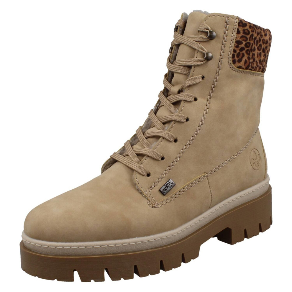 Rieker (Beige, Uk 7.5) Ladies -Tex Warm Lined Platform Ankle Boots Z9430
