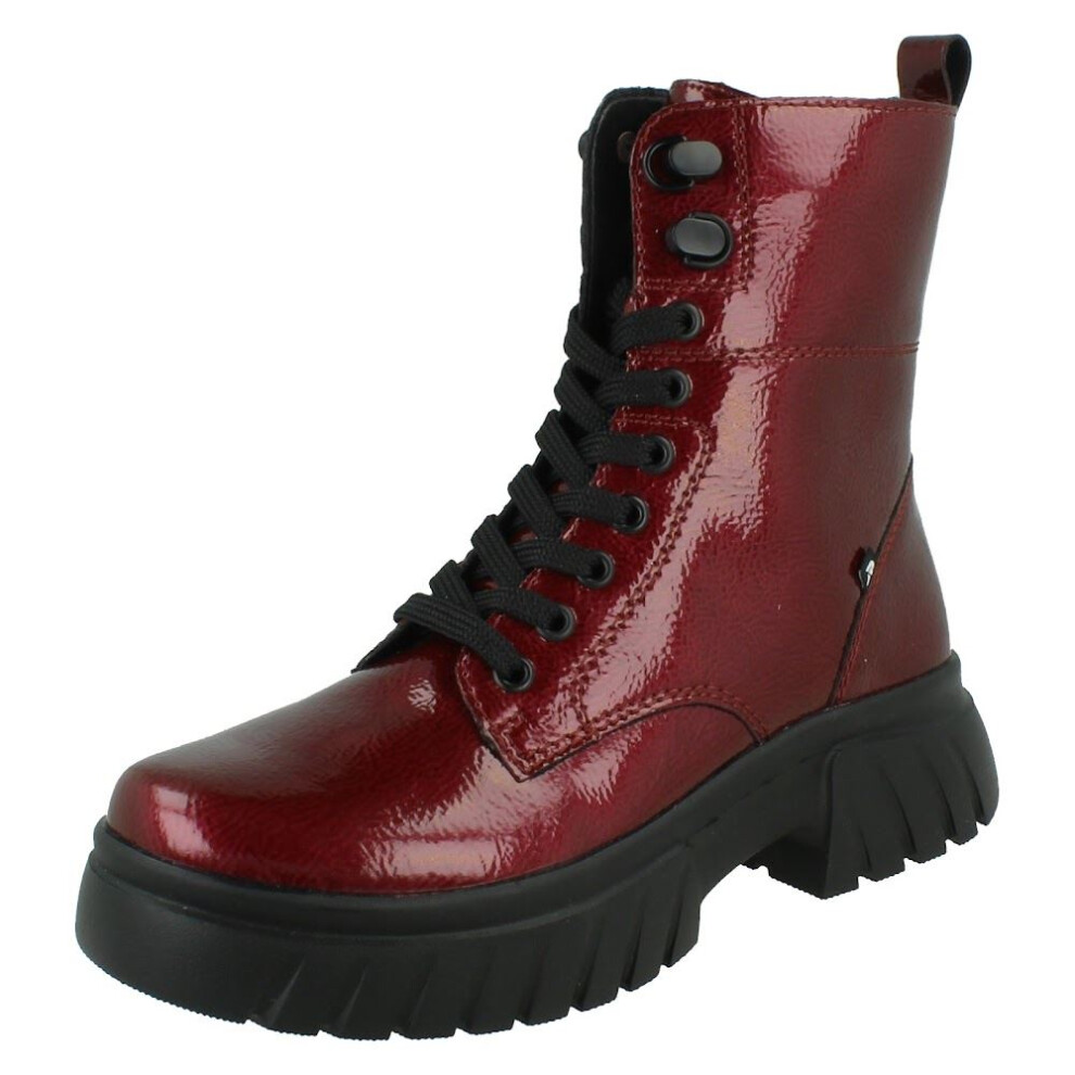 Rieker (Red, Uk 6) Ladies Combat Boots W1870