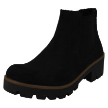 (Black, UK 7.5) Ladies Rieker Chunky Gusset Detailed Heeled Ankle Boots 79265