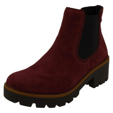 (Red, UK 6) Ladies Rieker Chunky Gusset Detailed Heeled Ankle Boots 79265