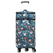 Collapsible Utility Cart with Wheels and Handle, Insulated WaterRepellent Grocery Trolley Bag 64cm