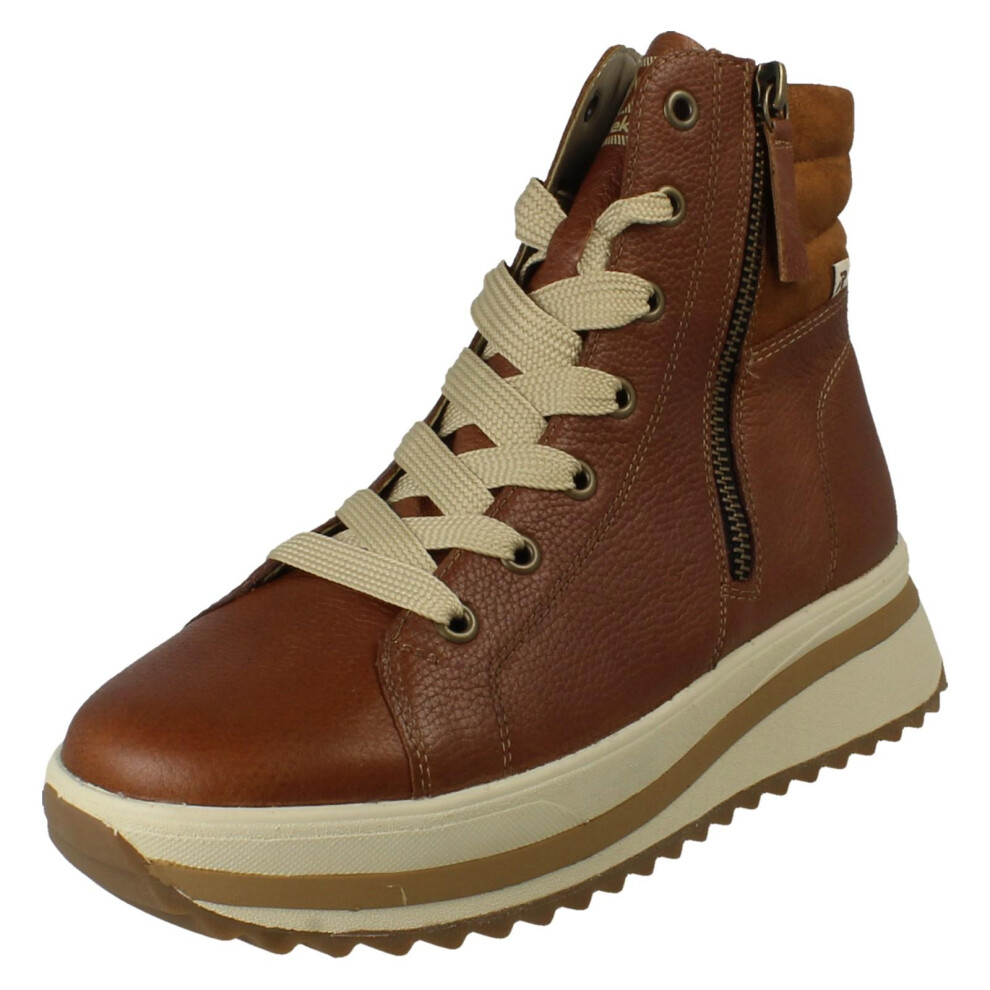 Rieker (Brown, Uk 6) Ladies Dual Zip Casual Boots W3870