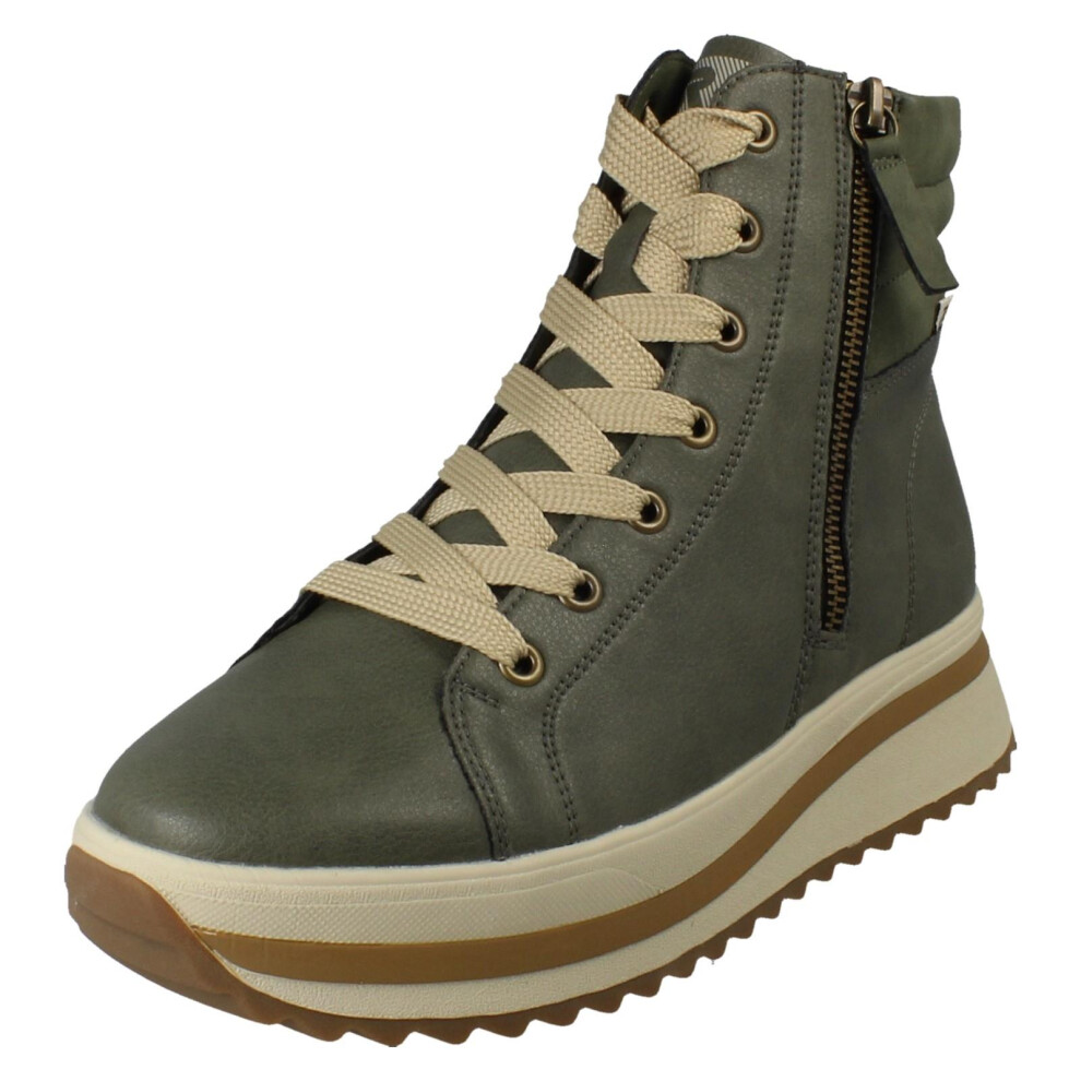 Rieker (Green, Uk 5) Ladies Dual Zip Casual Boots W3870